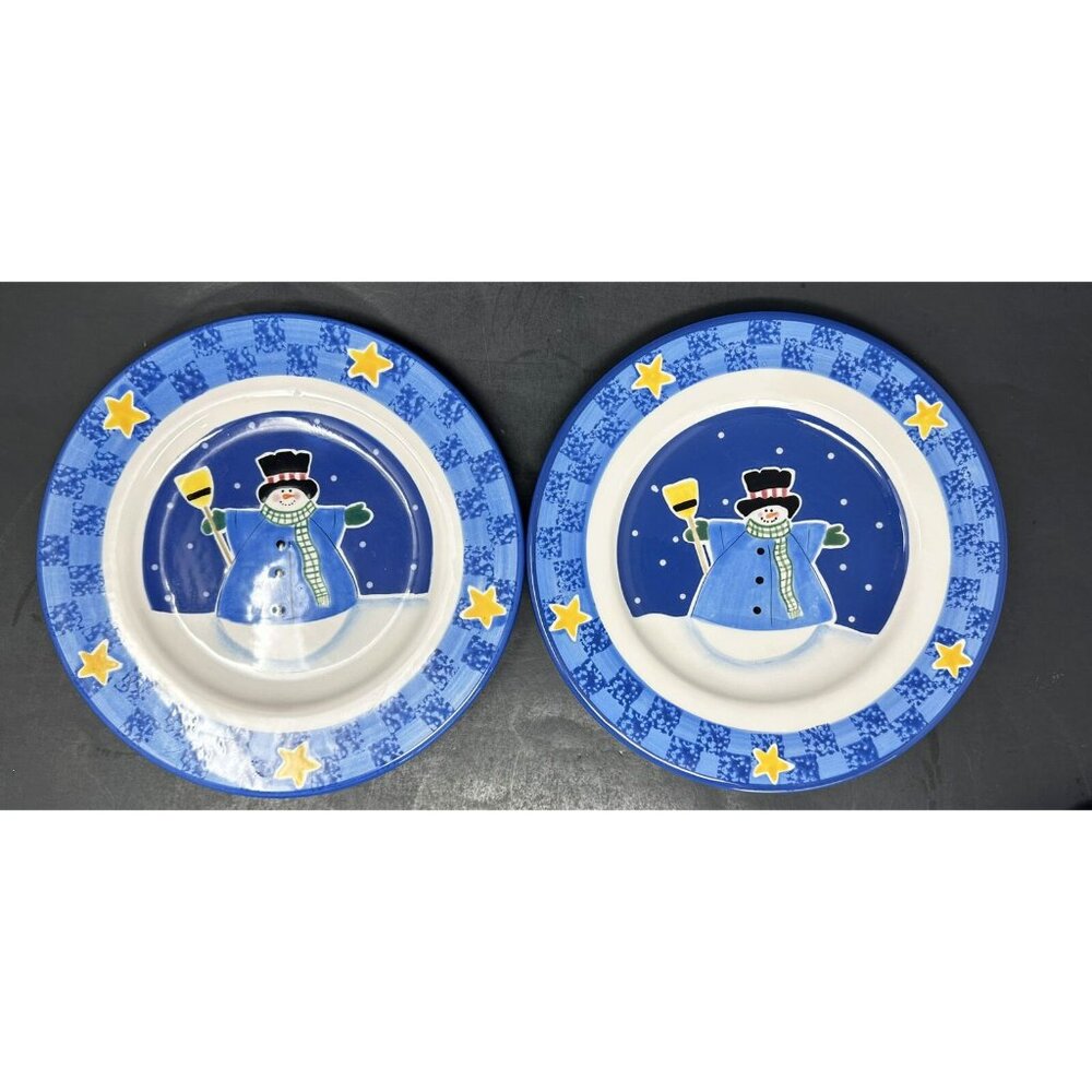 Vtg 4 SANDI GORE EVANS S'MORES THE MERRIER Jolly Follies Salad Plates Snowman - Picture 5 of 13